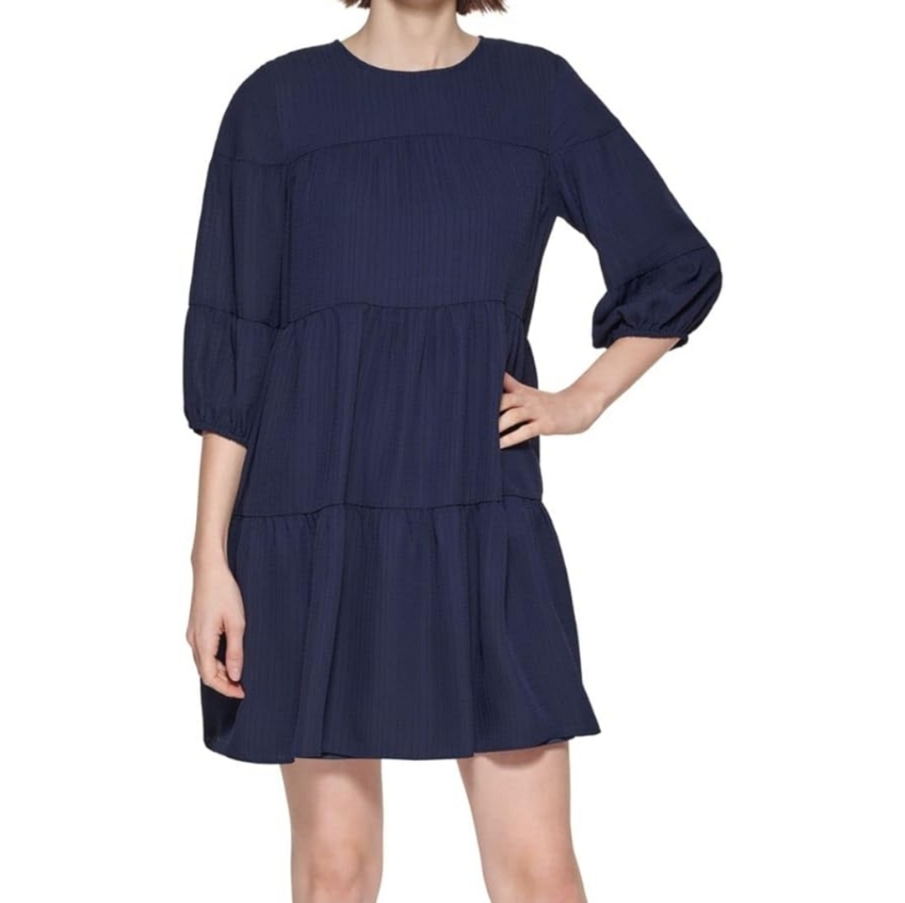 Calvin Klein Textured Tiered Baby Doll Dress